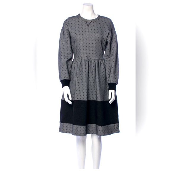 Red Valentino Mesh Dress Lace Sweatshirt Dress Midi Demure Winter Dress Small - Picture 2 of 14